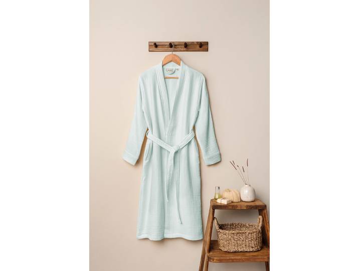 Peignoir gaze de coton s/m vert céladon