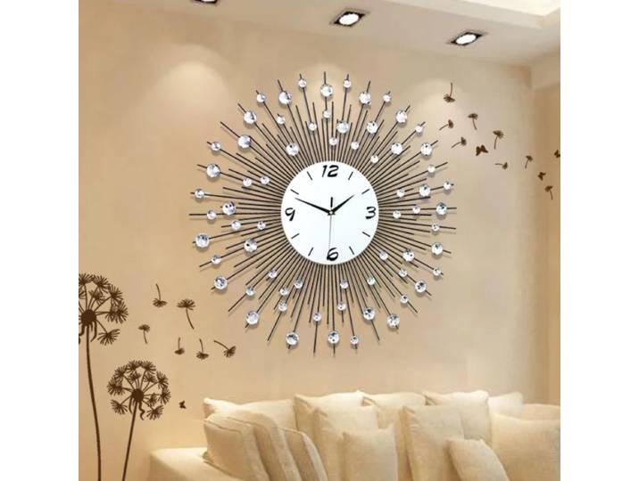 Horloge murale électronique de luxe légère, ciel étoilé créatif européen, horloge murale à Quartz, balayage des secondes, décoration silencieuse pour salon