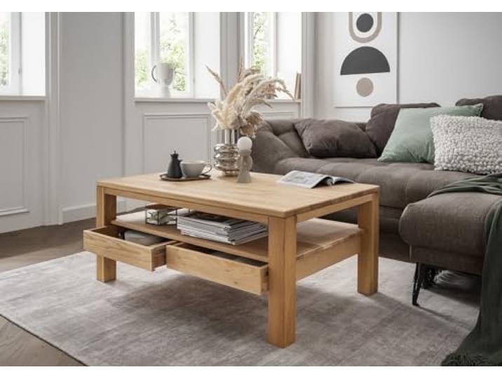 möbelando Couchtisch >2134< in Eiche massiv, Eiche Massiv - 110x49x70cm (BxHxT)
