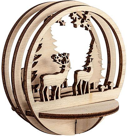 Holz-Steckteile "Hirsch im Wald", 2 Stück