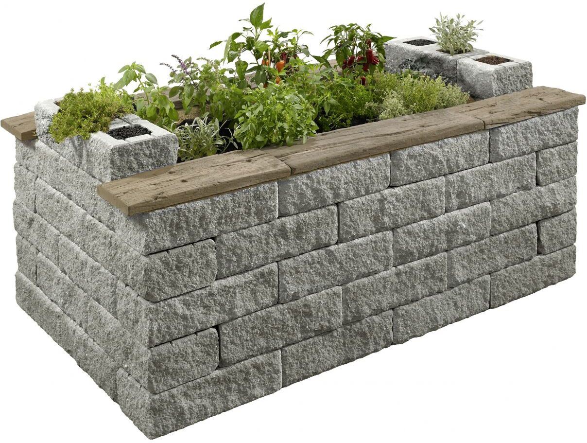 Kann Hochbeet-Set 2 Bruchstein 200 x 125 x 81 cm grau