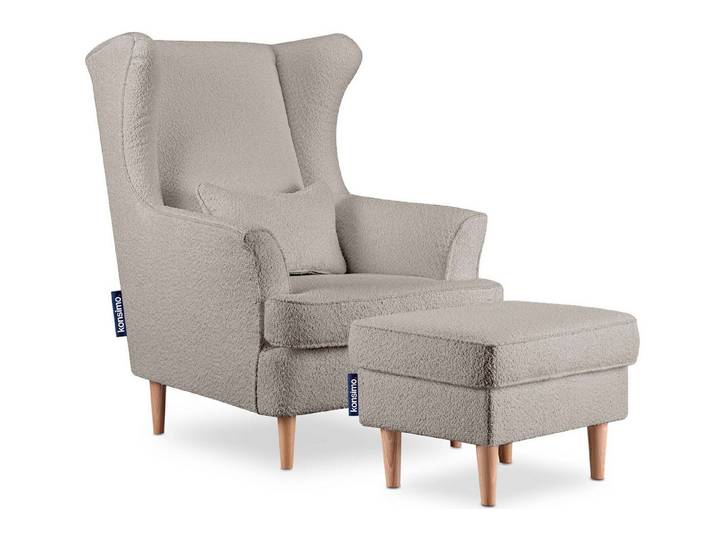 KONSIMO® Ohrensessel STRALIS Sessel, skandinavischer Stil, hergestellt in der EU, zeitloses Design
