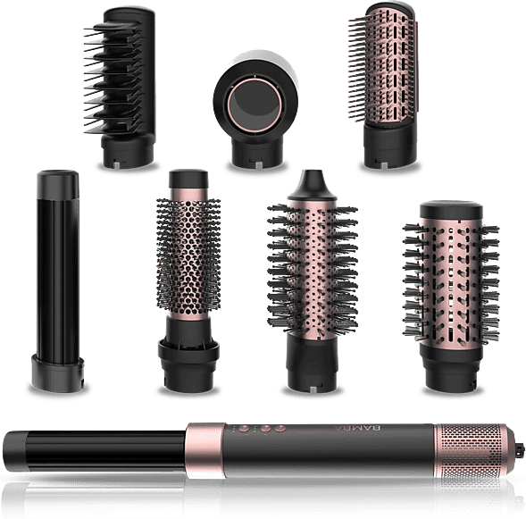 REACONDICIONADO Seminuevo Muy bueno Moldeador - Cecotec Bamba CeramicCare AirGlam Black, Tecnología iónica, 8 en 1, 3 velocidades, temperaturas