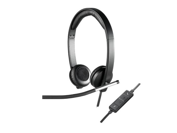 Logitech H650E, Casque, Arceau, Bureau/Centre d'appels, Noir, Argent, Binaural, Avec fil 981-000519
