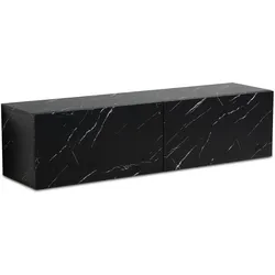 TV-LOWBOARD hängend, Marmor-Optik, Klapptüren, modern, Schwarz 120x30x30 cm
