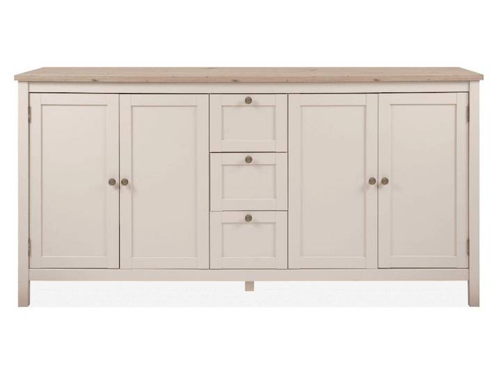 CALICOSY - Buffet 4 portes et 3 tiroirs effet cachemire et chêne L180 cm - LUND