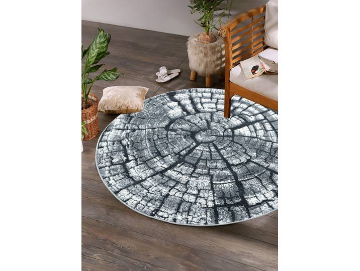 Teppich im naturnahen Baumstamm-Design, Grau, Größe 310 (ø 240 cm)