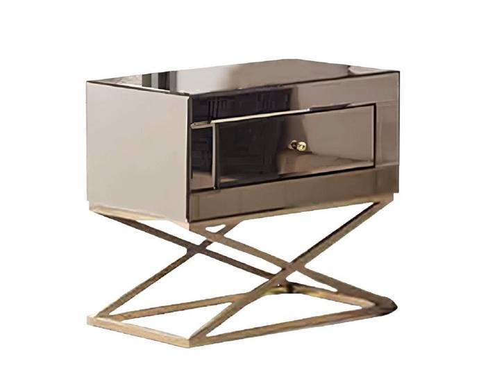 JVmoebel Nachttisch Goldener Schlafzimmer Nachttisch Designer Nachtkästchen Luxus Edle (1-St., Nachttisch), Made in Europa