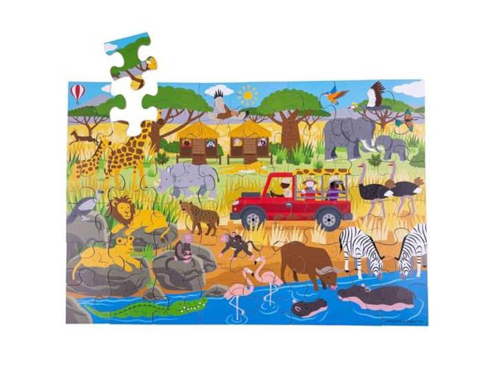 Houten African Adventure Vloer puzzel Bigjigs Toys Children's (48 Stuk)