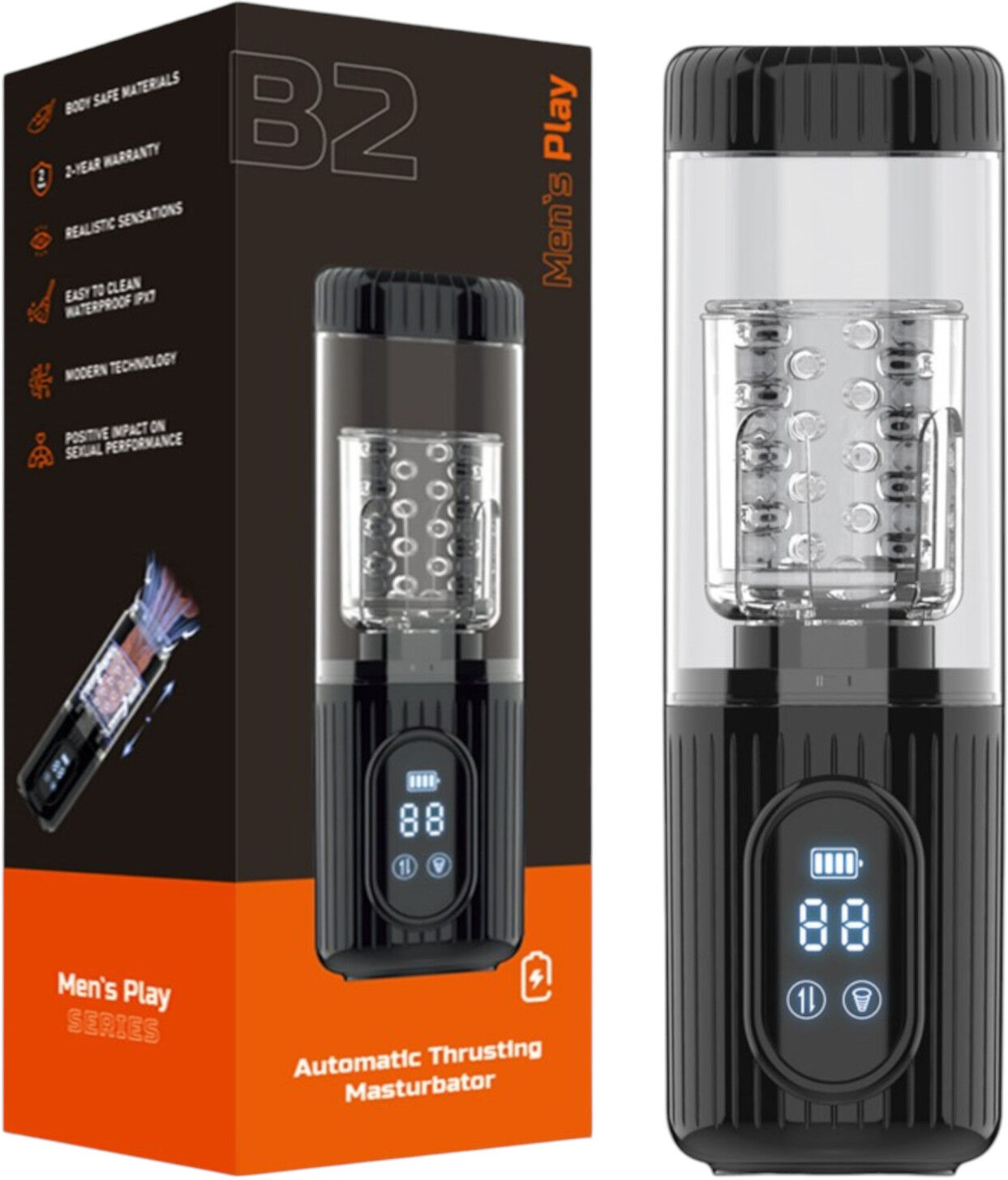 Men's Play Erospace Men's Play - rotating, sucking, vibrating male masturbator (black)