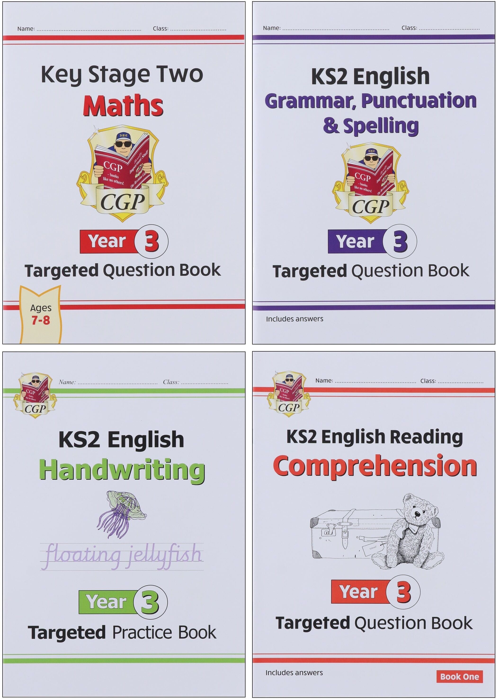 CGP KS2 (Year 3) Targeted Question and Practice Bundle 4 Books Collection Set - Ages 7-8 - Paperback Coordination Group Publications Ltd (CGP)