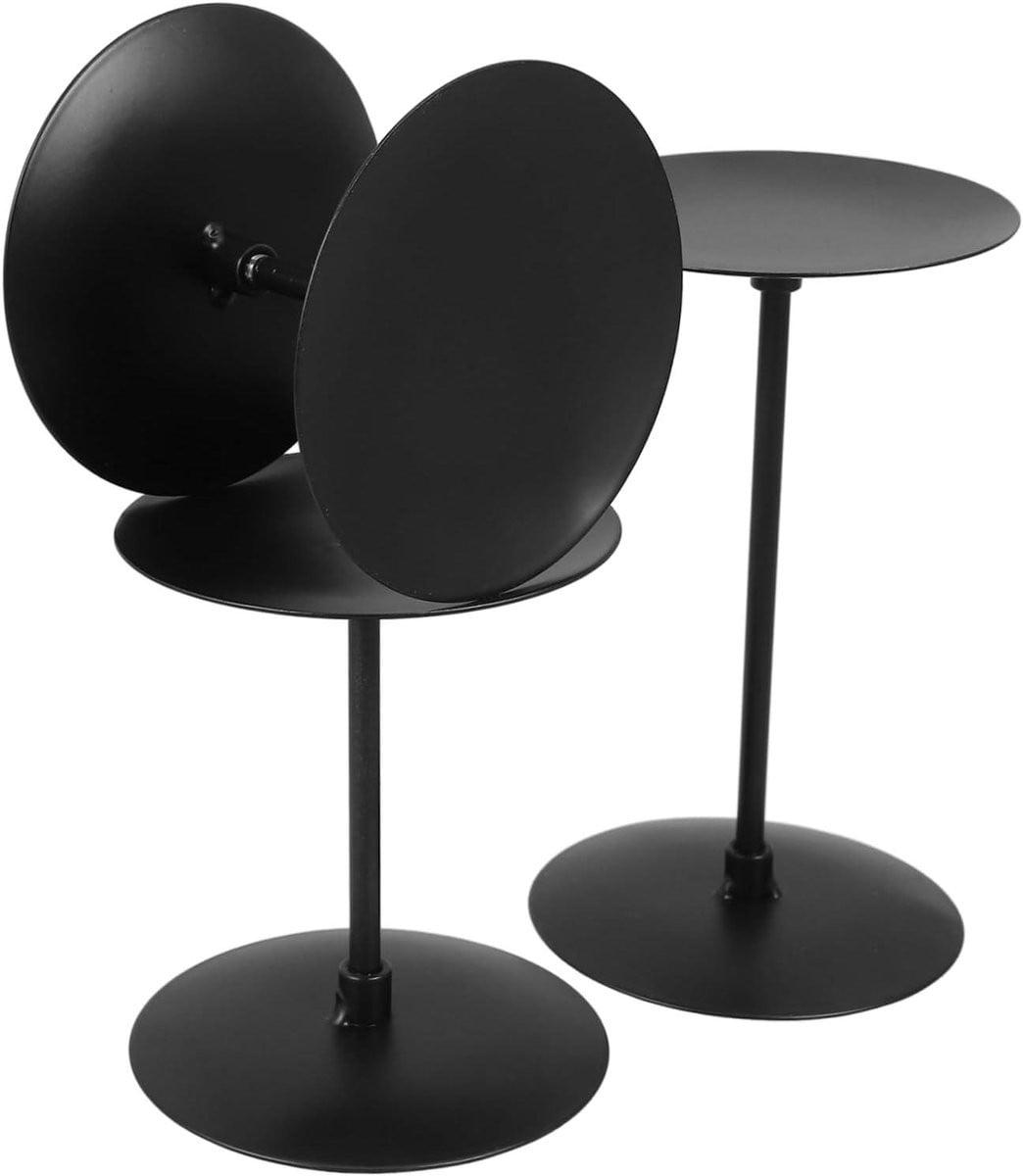 Set van 3 moderne minimalistische zwarte kaarsenstandaards voor stompkaarsen