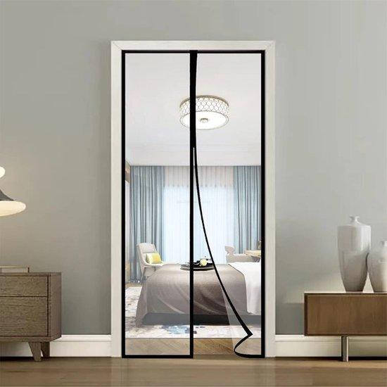Unyqoos Magnetisch insectenhor voor deuren, zwart, 100 x 220 cm, zelfsluitend glasvezel vliegenhor met brede klittenbandsluiting
