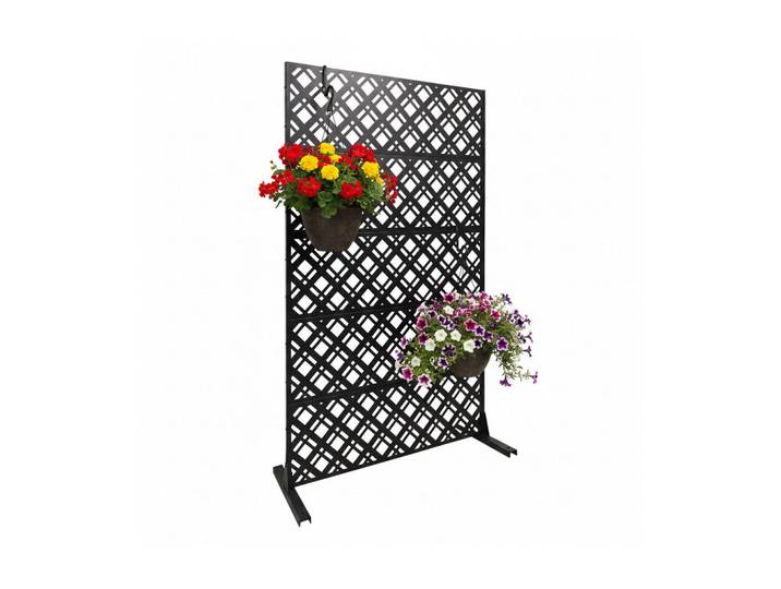 Relaxdays Sichtschutz Schwarz Metall Rautenmotiv 183x110x50 cm, 110x183 cm, Sonnenschutz, Sichtschutz