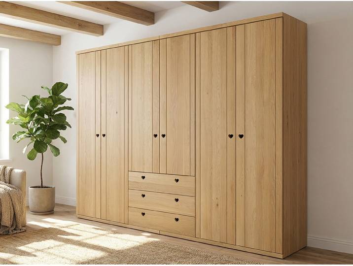 Drehtürenschrank „Egon“ Eiche Hell 6-türig Massivholz Eiche Hell