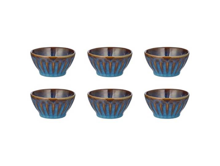 BUTLERS 6er-Set Dipschalen Steinzeug - BERGAMO - spülmaschinenfest Farbe Blau - 110 ml - Snackschalen für Saucen & Dips - Tapas-Schälchen für Oliven & Antipasti