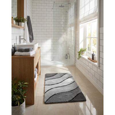 Badematte HOMIE LIVING "Monte Cavo", grau multi, H:25mm, Polyacryl, Badematten, Badematte, Badteppich, Wellen-Muster, weich, rutschhemmend, waschbar, getuftet