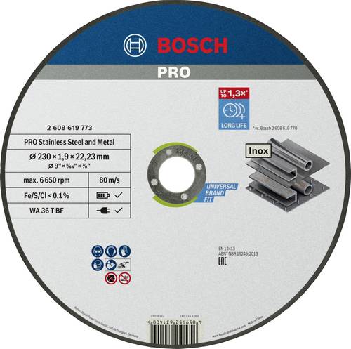 Bosch Accessories Standard for Inox 2608619773 Trennscheibe gerade 230mm Stahl