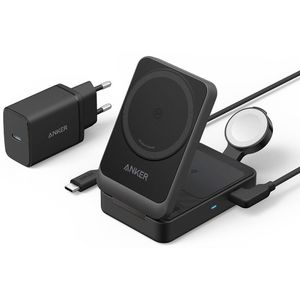 Anker Ladestation 3in1 MagGo faltbar, für Apple iPhone, Watch & Airpods, Induktion, 15W