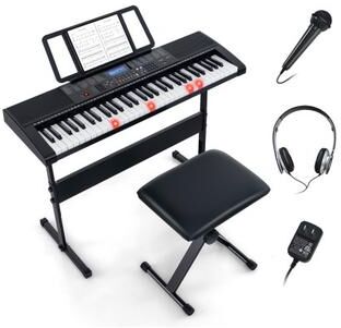 Costway 61-Key Portable Electronic Keyboard Piano with Stand and Stool