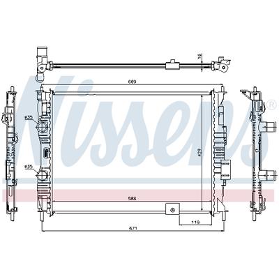 NISSENS Kühler, Motorkühlung 67363 für NISSAN