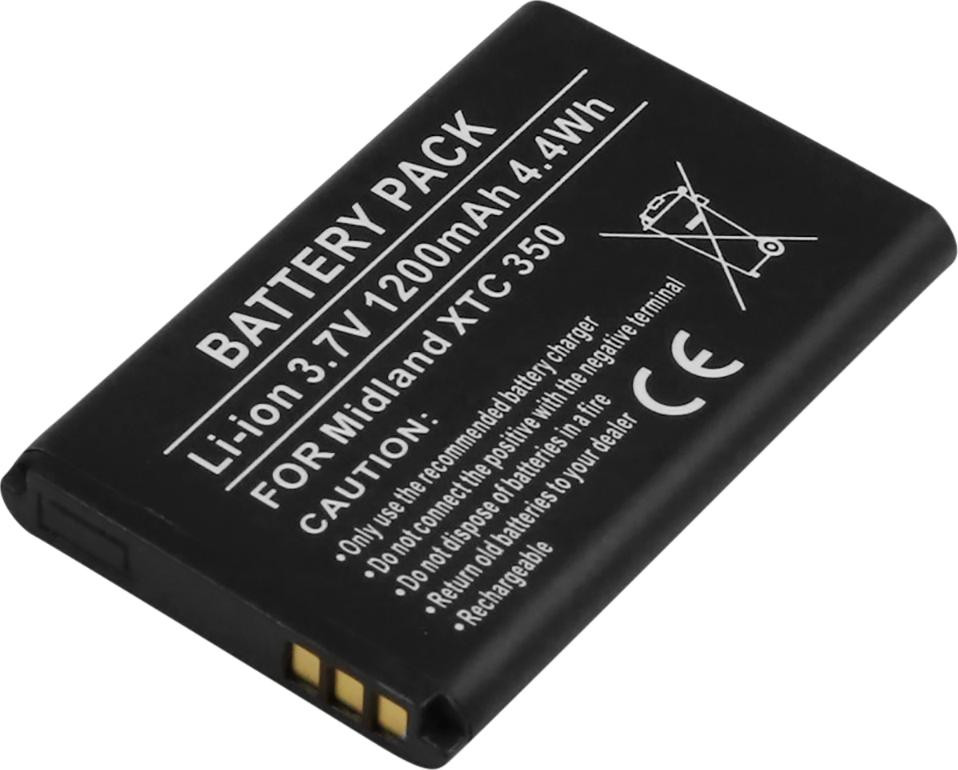 Avizar Midland XTC 350 lithium-ion camera batterij, 3,7V, 1200mAh, zwart