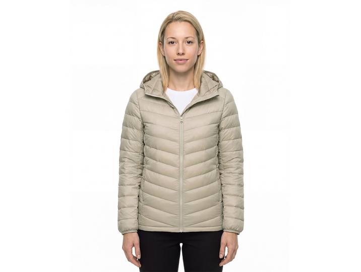 Mobi Garden Doudoune légère pour femme avec capuche_ Kaki avoine_ XL