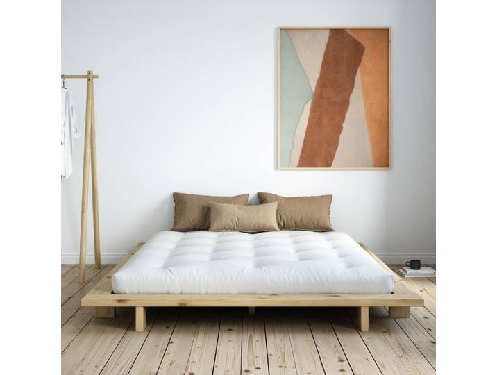 Lit futon JAPAN naturel 180x200 + matelas futon COMFORT écru