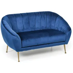 Sofa Wildleder MARLENE, 2 Sitzplätze, blau