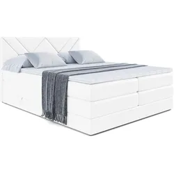 BOXSPRINGBETT BARWA KING - 140x200 - H3/H4 - Weiß Hochglanz