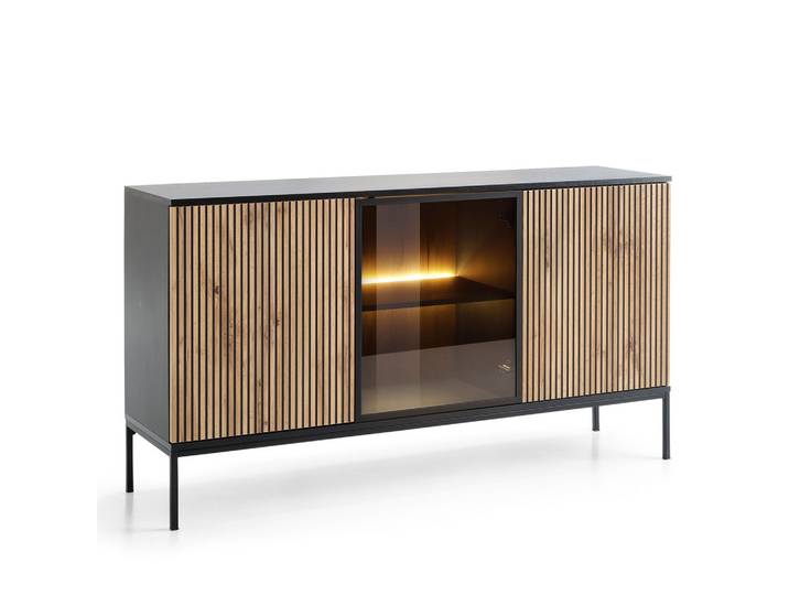 SIDEBOARD SENTIERO 154/83/39 cm 3 Türen Schwarz