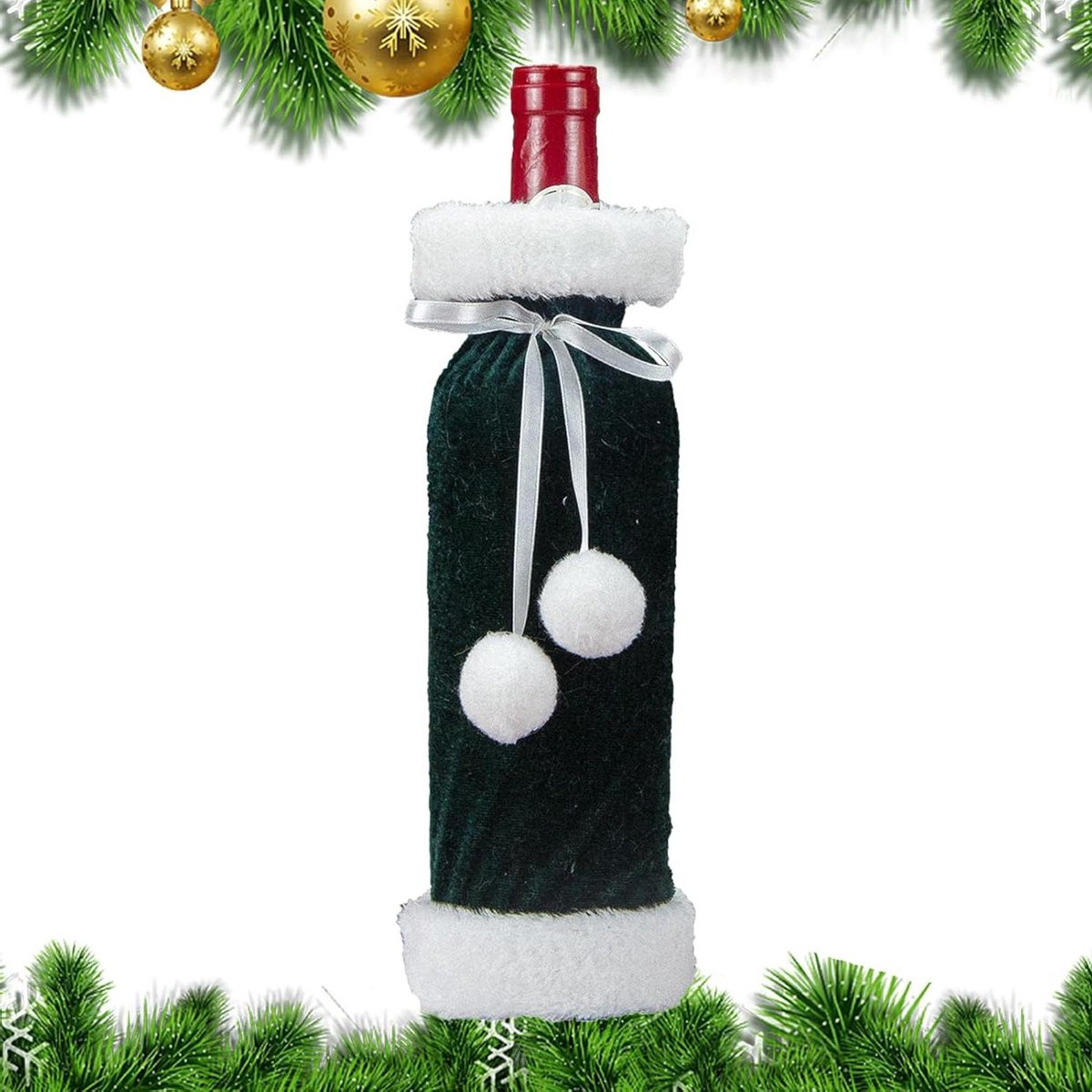 Herbruikbare kerstwijnfleshoezen voor standaard flessen in rood en groen