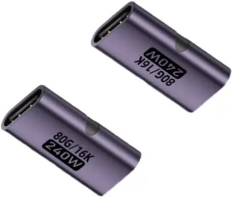 INF 240V2-17 Typ-C Buchse zu Buchse Adapter (5er-Pack) — 240W Leistung, 80Gbps Daten, 16K Video, Aluminiumlegierung Violett