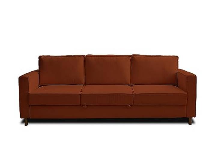 Lisa Design Jake - 3-Sitzer Sofa – mit Schlaffunktion – aus Cord Rostfarben