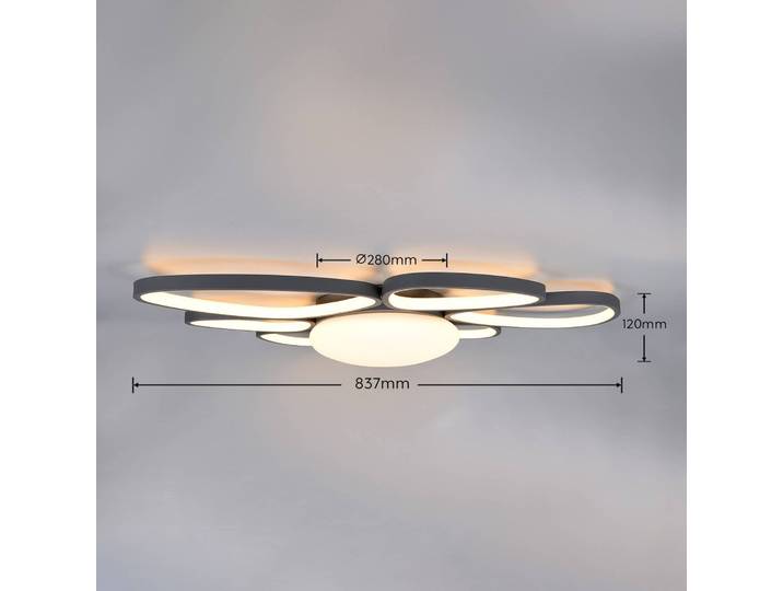 Trio Lighting Deckenleuchte Amelio, dimmbar, weiß / opal, für Wohn- / Esszimmer, Kunststoff, Modern