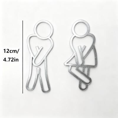 Evergreen Home Goods Creative 2D Flat Funny Bathroom Signs For Men Women, Restaurant Hotel Cafe Toilet Signage Wall Sticker silvery