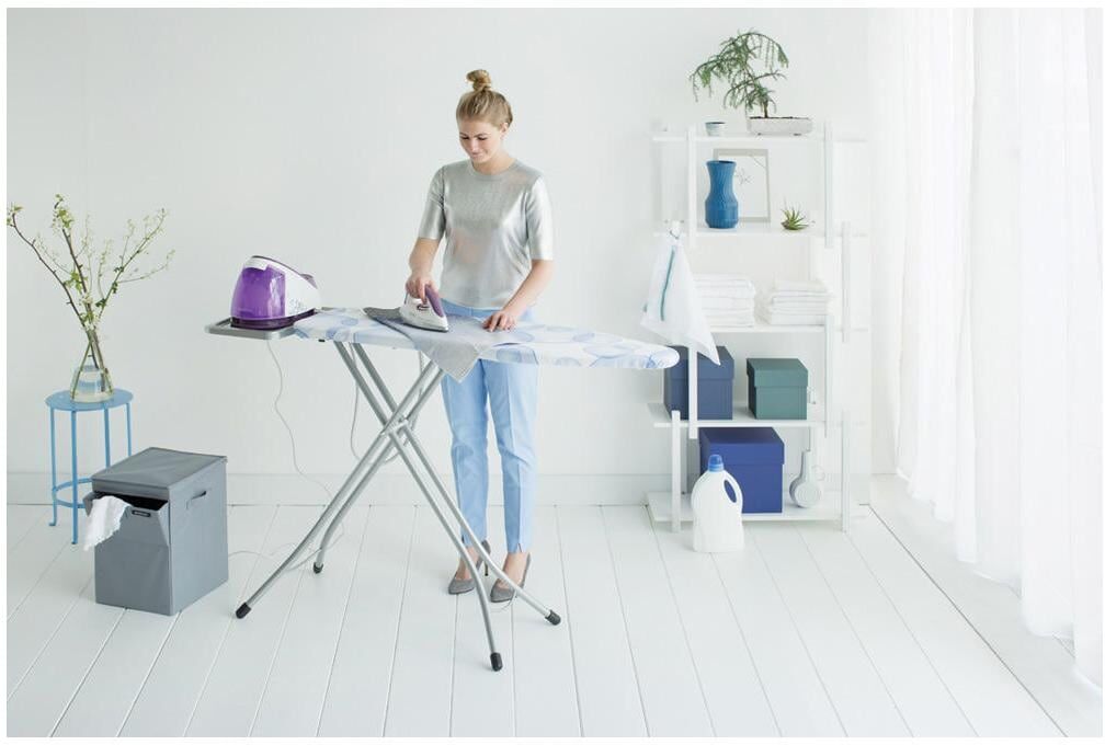 Bügelbrett BRABANTIA "Bubbles Dampfstationsablage", blau (blau, weiß, grau), Bügelbretter, Bügelbrett blau, weiß, grau Einheitsgröße