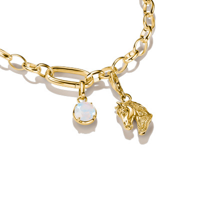 Charm-Einhänger THOMAS SABO "Pferde-Design, Schmuck Anhänger für Charm-Armband - Original", gelbgoldfarben, kristallweiß, kristallweiß, Charms, Damen, Metall, mit Zirkonia (synth.)