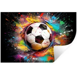 WANDTATTOO Fußball - Farbe - Farben - Schwarz - Weiß Deko Wohnzimmer 60x40 cm