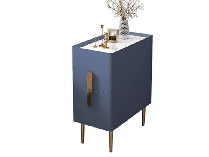 YCCHAH Bett mit Stauraum Multifunktionaler Nachttisch Ultra-Narben-Nachttisch Marmor Arbeitsplatte Wohnzimmer Schlafzimmer Ecke Desktop(Blue)