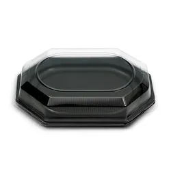10 Catering- Trays schwarz inklusive DECKEL, 350 x 250 x 80 mm, 1165+1171, A