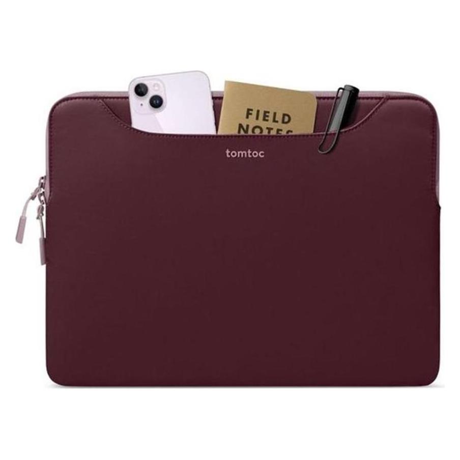 tomtoc Light-A21 Zweifarbige Slim-Hülle mit Trageriemen für 13,5-Zoll-Laptops, Rot (13.50", Apple) (TOM-A21D3P1)