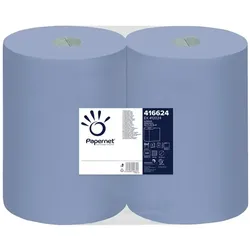 Putztuchrolle Papernet Industrie 3-lagig blau 180 m 37,3x36 cm, 500 Abrisse pro Rolle, 2 Rollen
