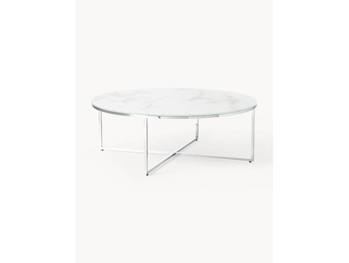 Table basse ronde XL avec plateau look marbre Antigua