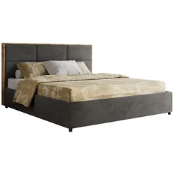 POLSTERBETT LERIO CLASSIC 200/200 - Dunkelgrau Velvet - Schaum-Matratze