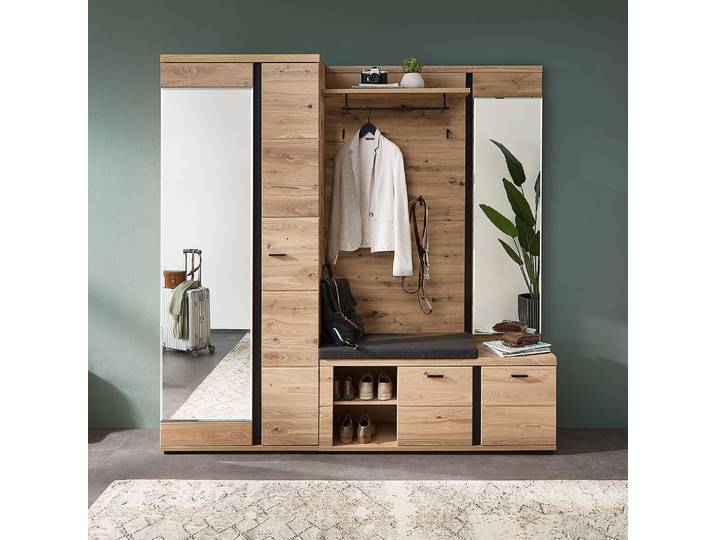 Porte-manteau mural miroir 120 x 154 x 32cm Beige/Marron