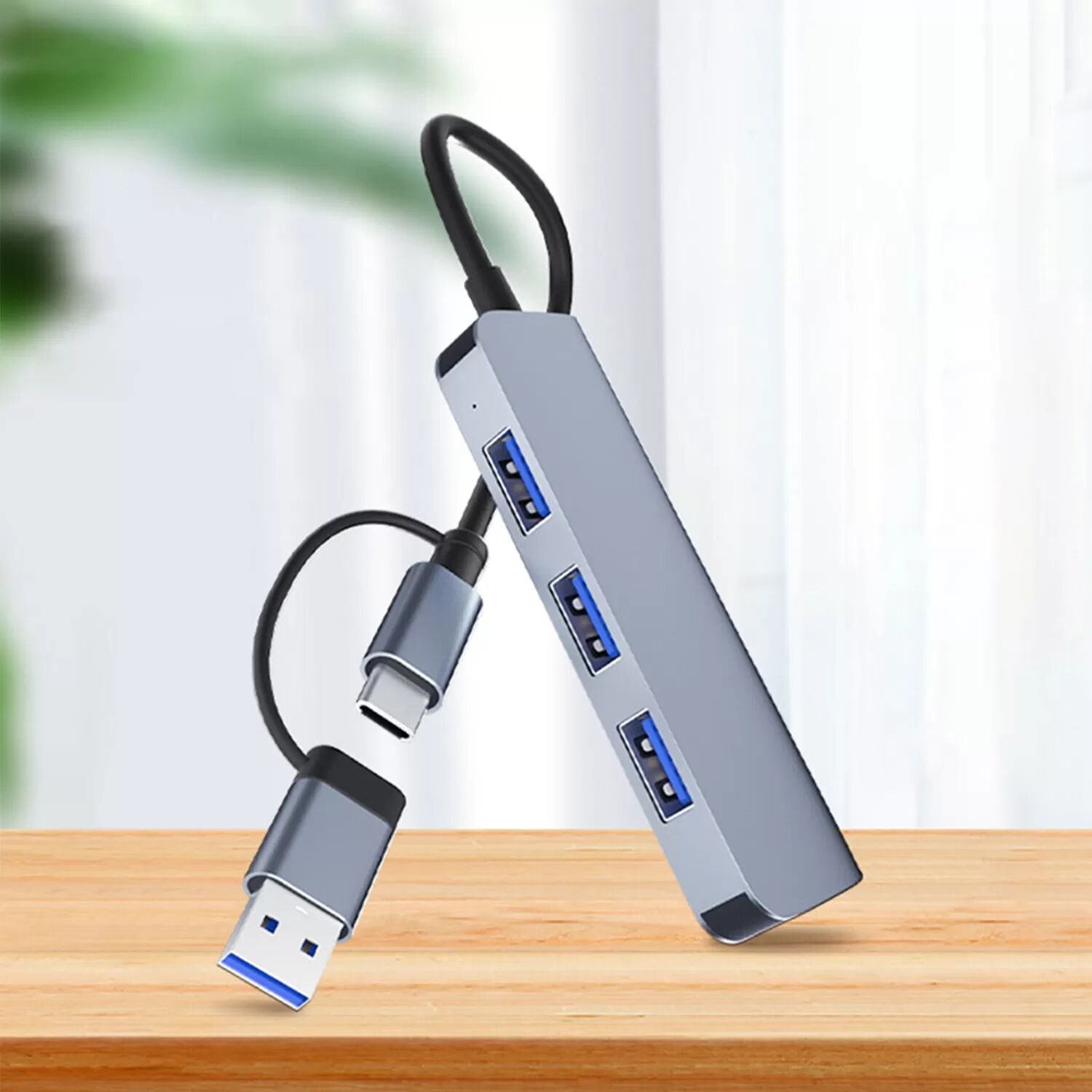 INF Dualer USB-C- und USB-A-Hub mit 1 USB3.0-Anschluss und 3 USB2.0-Anschlüssen