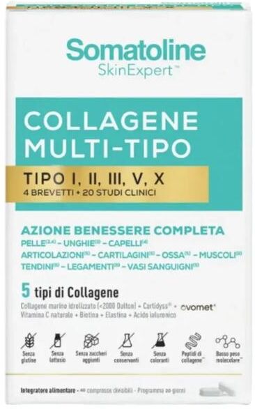 Somatoline SkinExpert Collagene Multi-Tipo 5in1 40 Compresse Integratore per Capelli Pelle e Unghie