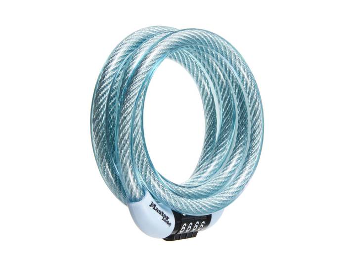 Masterlock Spiralkabelschloss mit Voreingestelltem Zahlenschloss Pastellblau 1.2 m