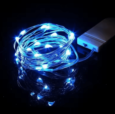Inspire Curations Battery Operated Silver Wire Firefly Fairy String Lights blue 2m 20led